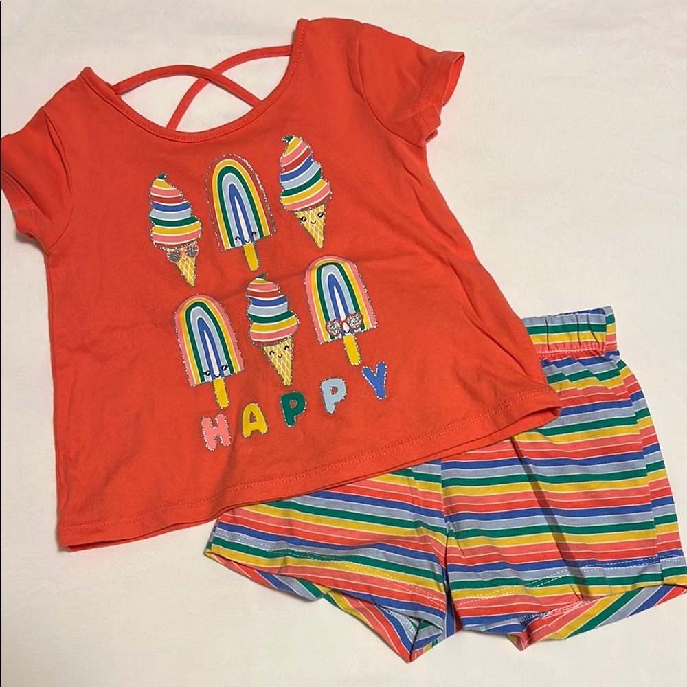 The Children's Place Orange Multi-color Popsicle Design Matching Set 18-24 M